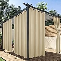 Outdoor Curtains for Patio Waterproof, 4 Panels - 54 x 95 Inch - Privacy Protection & Light Filtering Curtains Cream Grommet Outside Curtains for Porch, Gazebo, Pergola, Backyard
