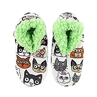 Lazy One Fuzzy Feet Slipper Socks for Women, Cute Fleece-Lined House Slippers, Cute Dog & Cat Design