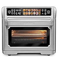 Air Fryer Toaster Oven, SEEDEEM 25L Countertop Convection Oven with Color LCD Display and Touch Screen, 14-in-1 Functions, Stainless Steel Smart Oven with Preset and Timer, Silver Metallic