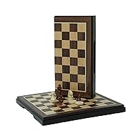Magnetic Folding Chess & Checkers Set - Walnut Wood Finish 8 inch
