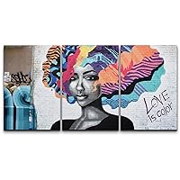 wall26 Canvas Print Wall Art Set Love is Color Triptych Graffiti & Street Art Cities Mixed Media Realism Bohemian Scenic Urban Multicolor for Living Room, Bedroom, Office - 24