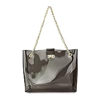 Hoxis Multifunction Clear Chain Tote with Turn Lock Womens Shoulder Handbag