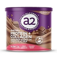 a2 Milk Protein + Collagen Nutritional Powder | Collagen Peptides, Hyaluronic Acid, Vitamin C | 12g Protein | Creamy, Delicious Milk Chocolate Flavor