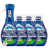 Dawn Powerwash Gain Original Dish Spray, Liquid Dish Soap 1 Starter Kit + 3 Refills, 64 Fl Oz