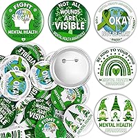 Inbagi 100 Pieces 3 Inch Mental Health Awareness Buttons Pins Bulks Metal Round Badges with Individual Packaging for Men Women Hats Backpack Jackets