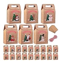 24PCS Christmas Gift Boxes Bags Candy Cookies Bags Christmas Kraft Paper Boxes for kids Christmas Gifts Decoration (24)