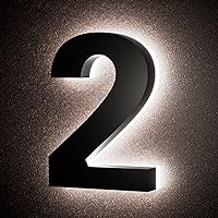6 Inch Backlit House Numbers for Outside, Stainless Steel, LED Illuminated Home Address Number, Modern Lighted Address Signs for Houses, Restaurant, Waterproof