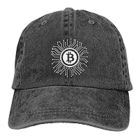 Bitcoin Logo Bitcoin Sign Hat Distressed Cotton Washed Baseball Cap Black Funny Denim Hats Unisex Adjustable
