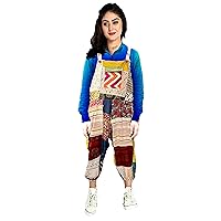 ETHINIC CRAFT INDIA® Ethnic Funky Hippy Festivals Boho Multi Coloured Long Patchwork Dungarees Jumpsuit Overalls
