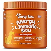 Zesty Paws Dog Allergy Relief - Anti Itch Supplement - Omega 3 Probiotics for Dogs - Digestive Health - Soft Chews for Skin & Seasonal Allergies - with Epicor Pets - Lamb - 90 Count