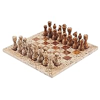Radicaln Marble Chess Set 12 Inches Red and Coral Handmade Board Games for Adults - 1 Chess Board Games Board & 32 Chess Pieces - 2 Player Games for Adults - Chess Game Sets