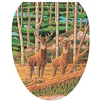 TT-1113-O Deer in Woods Decorative Applique for Toilet Lid, Elongated