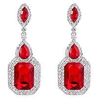 BriLove Women's Wedding Bridal Crystal Emerald Cut Infinity Figure 8 Chandelier Dangle Earrings