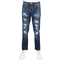 RAW X Boy's Slim Fit Stretch Jeans, Fashion Rips Destroyed Distressed Denim Pants for Boys