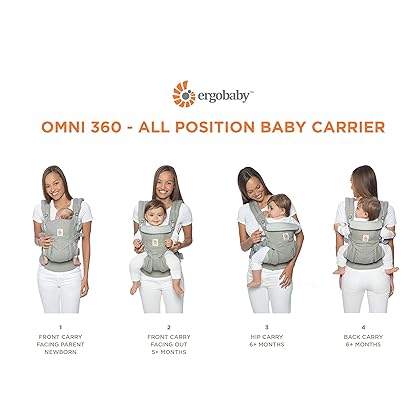 Ergobaby Omni 360 All-Position Baby Carrier for Newborn to Toddler with Lumbar Support & Cool Air Mesh (7-45 Lb), Onyx Black 6.18x9.13x10.43 Inch (Pack of 1)