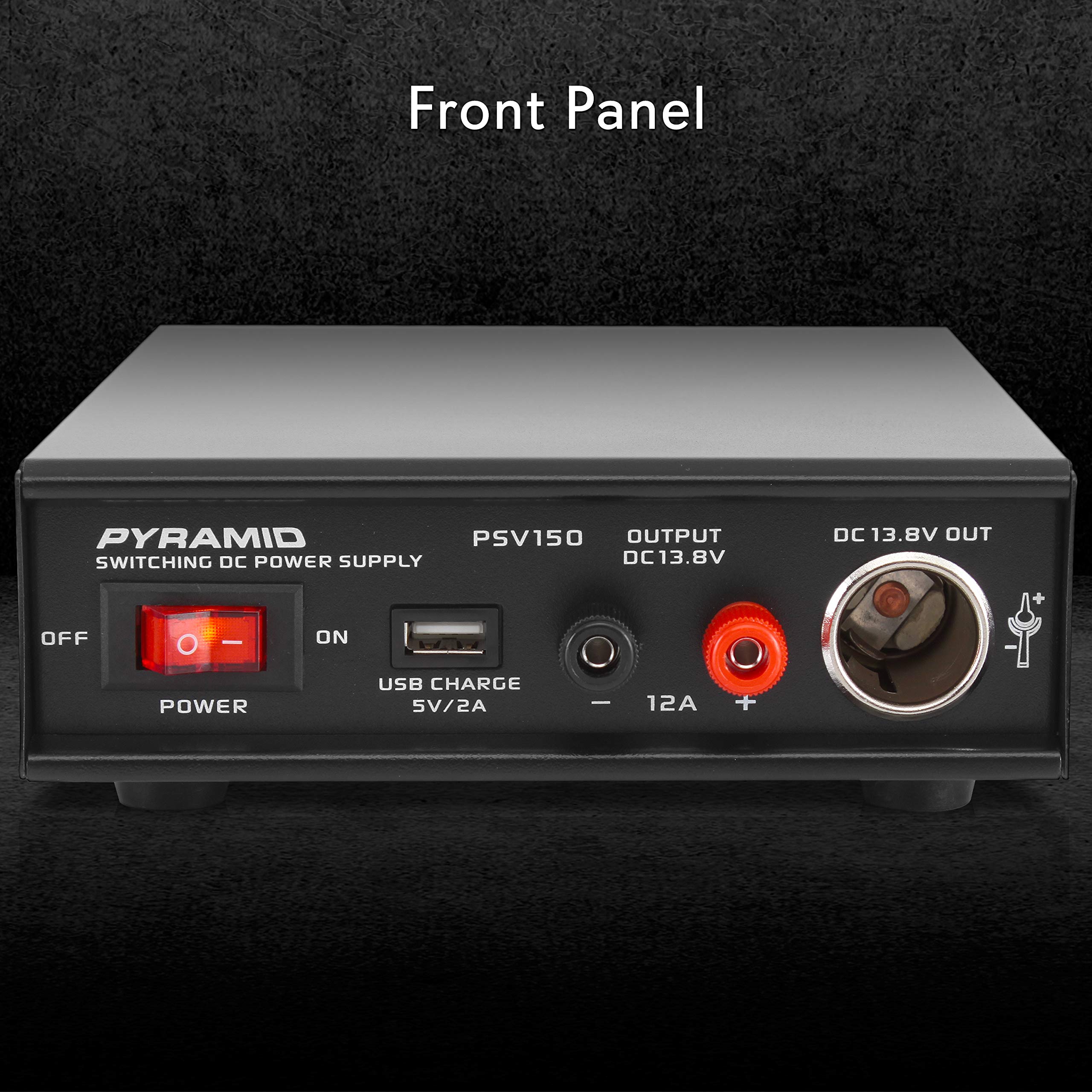 Pyramid Universal AC-DC 12V Power Supply Converter: Dual 115/230V AC Input, USB Port, Car Cigarette Lighter Socket Screw Terminal, Cooling Fan - for Home and Lab Use