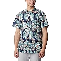 Columbia Men's Super Slack Tide Camp Shirt, Mint Cay Tunatropic Print, Medium