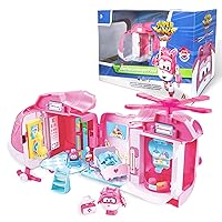 Super Wings Dizzy Rescue Helicopter Hospital Playsets，Airplane Pet Care Play Sets Doctor Kit for Kids 3-5, 20+ Accessories Pretend Dr Kit for Toddlers, Gifts for Girls Boys 3-7 Years Old