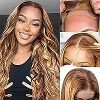 haha Wear and Go Glueless Wig Human Hair P4/27 Ombre Highlight Lace Front Wig Honey Blonde Body Wave Pre Cut Lace Closure Wig 4x4 No Glue For Beginners Ready to Wear 24 Inch 150% Density Pre Plucked