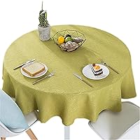 Cotton Linen Solid Color Tablecloth Round Simple Style Table Cover for Kitchen Dining Tabletop Linen Decor (Yellow, Round - 55 Inch)