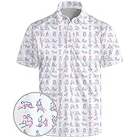Golf Polo Shirts Men Funny Print Short Sleeve Dry Fit Performance Golf Polo Shirts