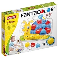 Quercetti Early Development Toy For Learning Shapes & Colors For Ages 18 Months & Up Pixel Baby Basic Colourful