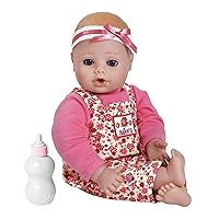 ADORA Realistic and Premium Playtime Babies Doll Set with 13-Inch Baby Doll Made with Our Exclusive GentleTouch Vinyl, Includes Removable Floral Corduroy and Long Sleeve Pink Shirt - Flower Baby
