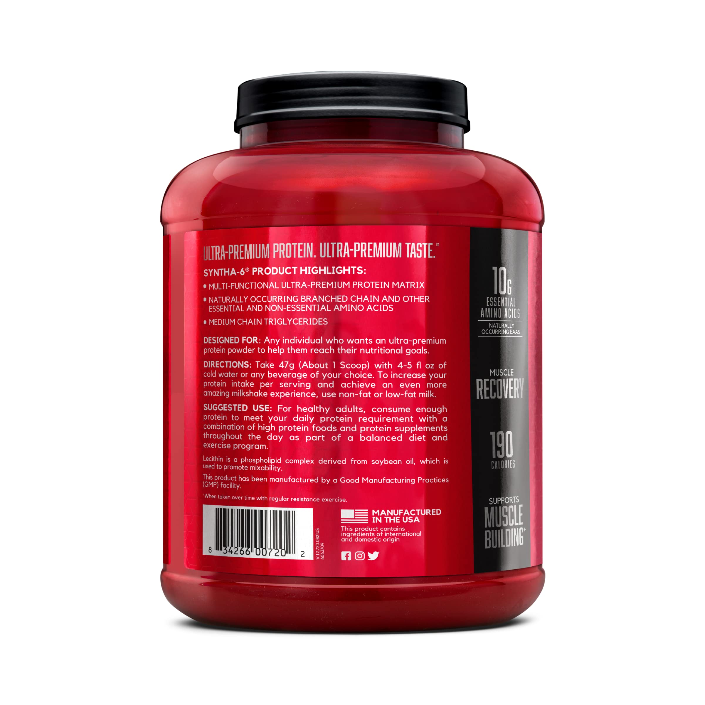 BSN SYNTHA-6 Whey Protein Powder with Micellar Casein, Milk Protein Isolate, Chocolate Milkshake, 48 Servings (Packaging May Vary)