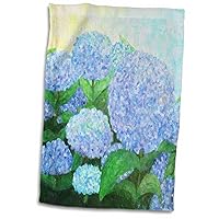 3D Rose Painting of Periwinkle Blue Hydrangeas TWL_59780_1 Towel, 15