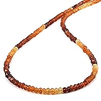 45CM Natural Hessonite Garnet Beaded Necklace, 3.25MM Hessonite Micro Faceted Rondelle Beads Necklace, Shaded Hessonite Necklace, Garnet Necklace