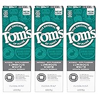 Natural Luminous White Toothpaste with Fluoride, Clean Mint, 4.0 oz. 3-Pack