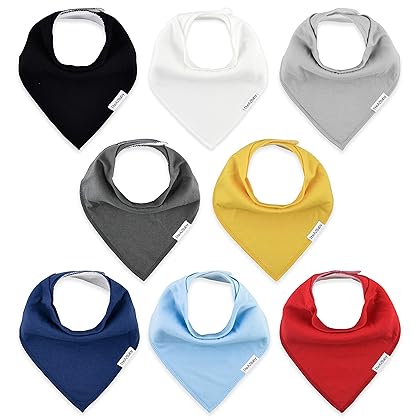 TheAZBaby Baby Bandana Drool Bibs for Boys and Girls, Organic, Plain colors, Unisex 8 Pack Baby Shower Gift Set for Teething and Drooling, Soft Absorbent and Hypoallergenic ( Solid Colors )