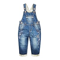 KIDSCOOL SPACE Baby Little Kids Cute Denim Embroidered Fashion Jean Overalls