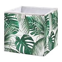 Tropical Palm Leaves Cube Storage Bin Foldable Storage Cubes Waterproof Toy Basket for Cube Organizer Bins for Toys Closet Kids Nursery Boys Girls Clothes Book - 11.02x11.02x11.02 IN