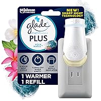 PlugIn Plus Air Freshener Starter Kit, Scented Oil for Home and Bathroom, Aqua Waves, 0.67 Fl Oz, 1 Warmer + 1 Refill