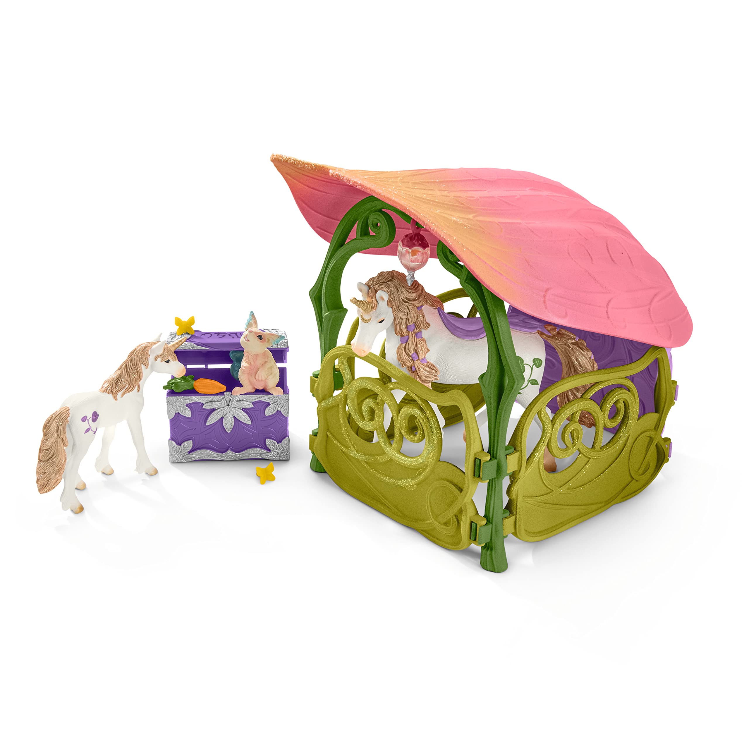 Schleich bayala, Fairy and Unicorn Gifts for Girls and Boys, Glittering Flower Dollhouse with Fairy, Unicorn, and Accessories, Ages 5+