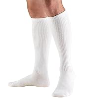 Truform Compression Socks, 20-30 mmHg, Men's Gym Socks, Knee High Over Calf Length, White, Small