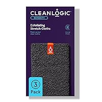 Cleanlogic Body Exfoliating Cloth, Stretchy Detox Charcoal Infused Exfoliator Bath and Shower Washcloths, Reusable Daily Skincare Tool, 3 Count Value Pack