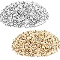 1200 Pieces 6mm Flat Round Disc Rondelle Spacer Beads CCB Spacer Beads Disc Spacer Loose Beads for Bracelet Necklace Jewelry DIY Crafts Making,600pcs/Colors (Gold and Silver)