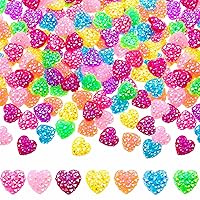 PAGOW 190Pcs Heart Shape Sparkle Resin Buttons, Shiny Heart Rhinestones Flat-Back Used for DIY Crafts Jewelry Findings Making Valentine's Day Gift Decoration