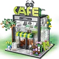 Coffee Shop Building City Kit,Open Roof and Lights Flower Cafe Houses for an Elegant Afternoon Tea Atmosphere,Beautiful Gift for Teenagers and Adult Brick Lovers （589Pcs）