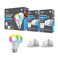 CYNC Smart LED Light Bulbs + Indoor Plugs Bundle (2) Full Color A19 Bulbs + (2) Indoor Smart Plugs