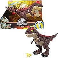 Fisher-Price Imaginext Jurassic World Dinosaur Toy Spike Strike Carnotaurus 11-Inch Tall Figure with Baby Raptor for Ages 3+ Years