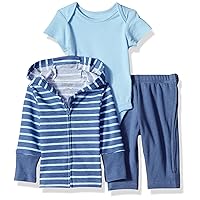 Hanes Unisex-Baby Ultimate Baby Zippin Pants And Knit Hoodie With Short Sleeve Bodysuit Set