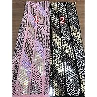 SELCRAFT Colorful Sequin Embroidery Velvet Fabric Nigeria Flannel Sequin Fabric lace/Ladies Formal wear/Evening Dress/Banquet Dress Desig fab.135