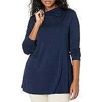 Amazon Essentials Women's Jersey Long-Sleeve Mock Neck Swing Tunic (Previously Daily Ritual)