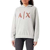 A｜X ARMANI EXCHANGE Women's Striped Logo Hooded Sweatshirt
