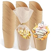 Ocmoiy [50 cups + 50 Bags] 14 oz Kraft Charcuterie Cups with Bags - Disposable Brown Paper Appetizer Cups for Individual Party Serving Snack