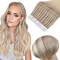 Full Shine Tape in Hair Extensions Human Hair 12 Inch Color 18/22/60 Blonde Hair Extensions Tape in Silky Straight Real Human Hair Extensions 20 Pcs 30 Grams