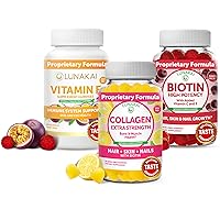 Collagen, Vitamin E and Biotin Bundle - Non-GMO Anti Aging Supplements for Men & Women - Natural Gummy with Vitamin C & 250 mg 1000 iu VIT E - for Hair, Skin and Youthful Appearance